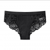 Женские трусики слипы кружевная отделка черный