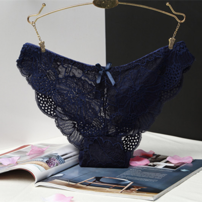 Жіночі мереживні сліпи безшовні з синім бантиком.