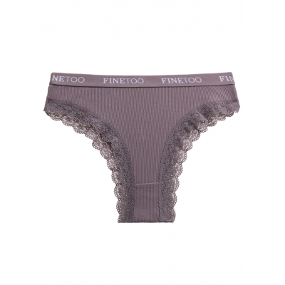 Трусики бавовняні бразиліани з мереживним оздобленням філетовий