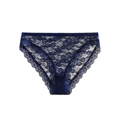 Трусики мереживні сліпи середня посадка синій