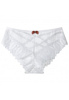 Жіночі мережевні трусики з бантиком Білий